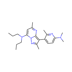 CCCN(CCC)c1cc(C)nc2c(-c3ccc(N(C)C)nc3C)c(C)nn12 ZINC000013583111