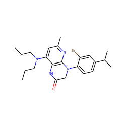 CCCN(CCC)c1cc(C)nc2c1NC(=O)CN2c1ccc(C(C)C)cc1Br ZINC000473149190