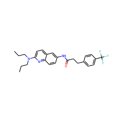 CCCN(CCC)c1ccc2cc(NC(=O)CCc3ccc(C(F)(F)F)cc3)ccc2n1 ZINC000038149843