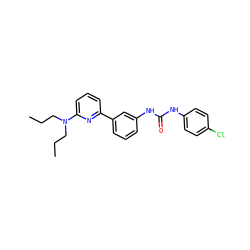 CCCN(CCC)c1cccc(-c2cccc(NC(=O)Nc3ccc(Cl)cc3)c2)n1 ZINC000299836297
