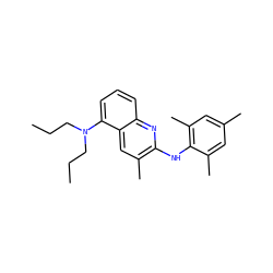 CCCN(CCC)c1cccc2nc(Nc3c(C)cc(C)cc3C)c(C)cc12 ZINC000084759246