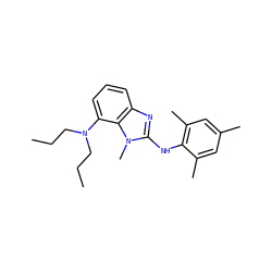 CCCN(CCC)c1cccc2nc(Nc3c(C)cc(C)cc3C)n(C)c12 ZINC000136479726