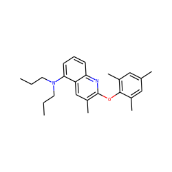 CCCN(CCC)c1cccc2nc(Oc3c(C)cc(C)cc3C)c(C)cc12 ZINC000084757425