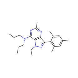 CCCN(CCC)c1nc(C)nc2c(-c3c(C)cc(C)cc3C)nn(CC)c12 ZINC000013445054