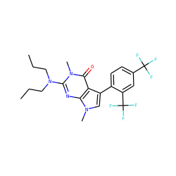 CCCN(CCC)c1nc2c(c(-c3ccc(C(F)(F)F)cc3C(F)(F)F)cn2C)c(=O)n1C ZINC000071317003