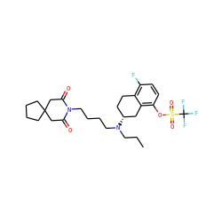CCCN(CCCCN1C(=O)CC2(CCCC2)CC1=O)[C@@H]1CCc2c(F)ccc(OS(=O)(=O)C(F)(F)F)c2C1 ZINC000036187813