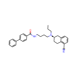 CCCN(CCCCNC(=O)c1ccc(-c2ccccc2)cc1)[C@@H]1CCc2c(C#N)cccc2C1 ZINC000026150690