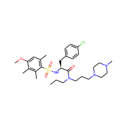 CCCN(CCCN1CCN(C)CC1)C(=O)[C@H](Cc1ccc(Cl)cc1)NS(=O)(=O)c1c(C)cc(OC)c(C)c1C ZINC000071317877