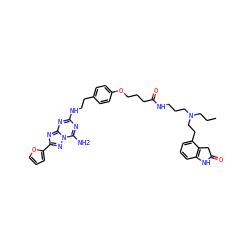 CCCN(CCCNC(=O)CCCOc1ccc(CCNc2nc(N)n3nc(-c4ccco4)nc3n2)cc1)CCc1cccc2c1CC(=O)N2 ZINC000299844772