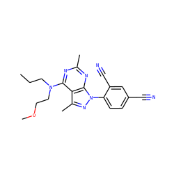 CCCN(CCOC)c1nc(C)nc2c1c(C)nn2-c1ccc(C#N)cc1C#N ZINC000045320706