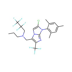 CCCN(Cc1c(C(F)(F)F)nc2n(-c3c(C)cc(C)cc3C)c(Cl)cn12)CC(F)(F)C(F)(F)F ZINC000049777107