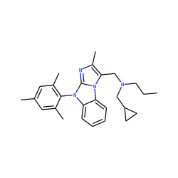 CCCN(Cc1c(C)nc2n(-c3c(C)cc(C)cc3C)c3ccccc3n12)CC1CC1 ZINC000028462845