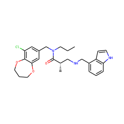 CCCN(Cc1cc(Cl)c2c(c1)OCCCO2)C(=O)[C@@H](C)CNCc1cccc2[nH]ccc12 ZINC000148781990