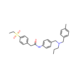 CCCN(Cc1ccc(C)cc1)Cc1ccc(NC(=O)Cc2ccc(S(=O)(=O)CC)cc2)cc1 ZINC000103239341