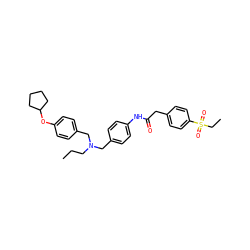 CCCN(Cc1ccc(NC(=O)Cc2ccc(S(=O)(=O)CC)cc2)cc1)Cc1ccc(OC2CCCC2)cc1 ZINC000103239351