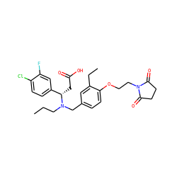 CCCN(Cc1ccc(OCCN2C(=O)CCC2=O)c(CC)c1)[C@@H](CC(=O)O)c1ccc(Cl)c(F)c1 ZINC000207148077
