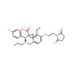 CCCN(Cc1ccc(OCCN2C(=O)CCC2=O)c(CC)c1)[C@@H](c1ccc(Cl)cc1)C1(C(=O)O)CC1 ZINC000225105742