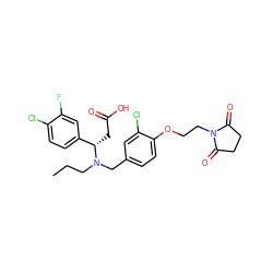 CCCN(Cc1ccc(OCCN2C(=O)CCC2=O)c(Cl)c1)[C@@H](CC(=O)O)c1ccc(Cl)c(F)c1 ZINC000207196940