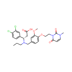 CCCN(Cc1ccc(OCCn2c(=O)ccn(C)c2=O)c(OC)c1)[C@@H](CC(=O)O)c1ccc(Cl)c(Cl)c1 ZINC000225141814