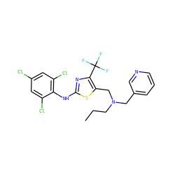 CCCN(Cc1cccnc1)Cc1sc(Nc2c(Cl)cc(Cl)cc2Cl)nc1C(F)(F)F ZINC000028130500