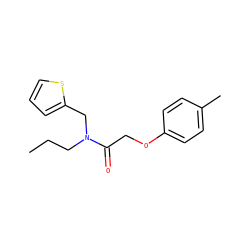 CCCN(Cc1cccs1)C(=O)COc1ccc(C)cc1 ZINC000143619215