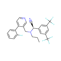 CCCN(Cc1cnccc1-c1ccccc1F)[C@@H](C#N)c1cc(C(F)(F)F)cc(C(F)(F)F)c1 ZINC000096285082