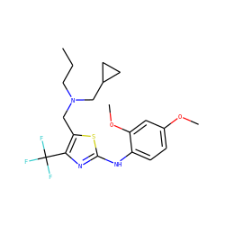 CCCN(Cc1sc(Nc2ccc(OC)cc2OC)nc1C(F)(F)F)CC1CC1 ZINC000013587348
