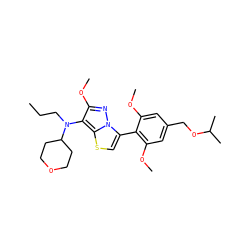 CCCN(c1c(OC)nn2c(-c3c(OC)cc(COC(C)C)cc3OC)csc12)C1CCOCC1 ZINC000096172603