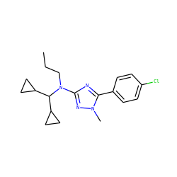 CCCN(c1nc(-c2ccc(Cl)cc2)n(C)n1)C(C1CC1)C1CC1 ZINC000026845350