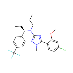 CCCN(c1nc(-c2ccc(Cl)cc2OC)n(C)n1)[C@H](CC)c1ccc(C(F)(F)F)cc1 ZINC000013610684