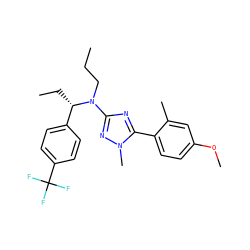 CCCN(c1nc(-c2ccc(OC)cc2C)n(C)n1)[C@@H](CC)c1ccc(C(F)(F)F)cc1 ZINC000013610700