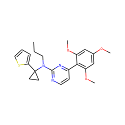CCCN(c1nccc(-c2c(OC)cc(OC)cc2OC)n1)C1(c2cccs2)CC1 ZINC000026177609