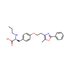 CCCN[C@@H](Cc1ccc(OCCc2nc(-c3ccccc3)oc2C)cc1)C(=O)O ZINC000001902774