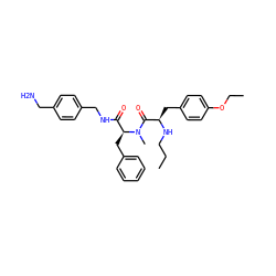 CCCN[C@H](Cc1ccc(OCC)cc1)C(=O)N(C)[C@@H](Cc1ccccc1)C(=O)NCc1ccc(CN)cc1 ZINC000206306798