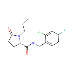 CCCN1C(=O)CC[C@H]1C(=O)NCc1ccc(F)cc1Cl ZINC000058576339