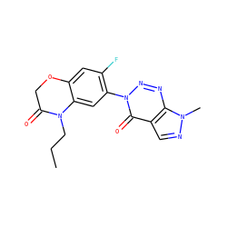 CCCN1C(=O)COc2cc(F)c(-n3nnc4c(cnn4C)c3=O)cc21 ZINC000098082563