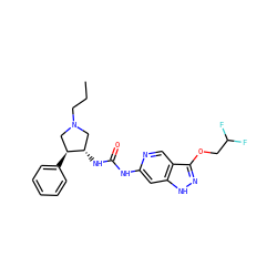 CCCN1C[C@H](c2ccccc2)[C@@H](NC(=O)Nc2cc3[nH]nc(OCC(F)F)c3cn2)C1 ZINC000209339623