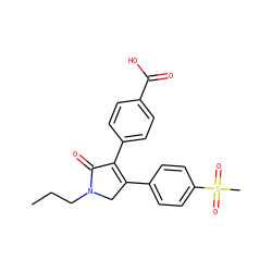 CCCN1CC(c2ccc(S(C)(=O)=O)cc2)=C(c2ccc(C(=O)O)cc2)C1=O ZINC000040895252