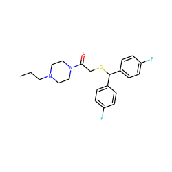 CCCN1CCN(C(=O)CSC(c2ccc(F)cc2)c2ccc(F)cc2)CC1 ZINC001772570057