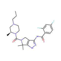 CCCN1CCN(C(=O)N2Cc3c(NC(=O)c4ccc(F)cc4F)n[nH]c3C2(C)C)[C@@H](C)C1 ZINC000149157936