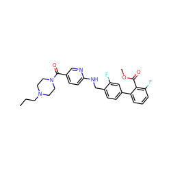 CCCN1CCN(C(=O)c2ccc(NCc3ccc(-c4cccc(F)c4C(=O)OC)cc3F)nc2)CC1 ZINC000036161595