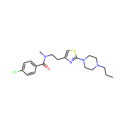 CCCN1CCN(c2nc(CCN(C)C(=O)c3ccc(Cl)cc3)cs2)CC1 ZINC000098082645