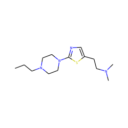 CCCN1CCN(c2ncc(CCN(C)C)s2)CC1 ZINC000040899244