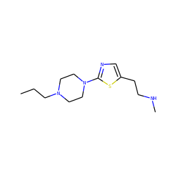 CCCN1CCN(c2ncc(CCNC)s2)CC1 ZINC000040408615
