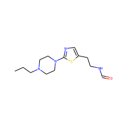 CCCN1CCN(c2ncc(CCNC=O)s2)CC1 ZINC000040899561