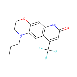 CCCN1CCOc2cc3[nH]c(=O)cc(C(F)(F)F)c3cc21 ZINC000014967270