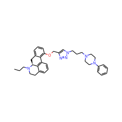 CCCN1CCc2cccc3c2[C@@H]1Cc1cccc(OCc2cn(CCCN4CCN(c5ccccc5)CC4)nn2)c1-3 ZINC000066074418