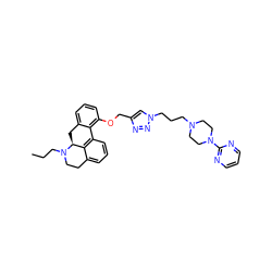 CCCN1CCc2cccc3c2[C@@H]1Cc1cccc(OCc2cn(CCCN4CCN(c5ncccn5)CC4)nn2)c1-3 ZINC000066074420