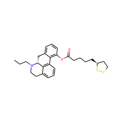 CCCN1CCc2cccc3c2[C@H]1Cc1cccc(OC(=O)CCCC[C@H]2CCSS2)c1-3 ZINC000072177123
