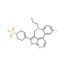CCCN1Cc2c(C3=CCN(S(C)(=O)=O)CC3)[nH]c3nccc(c23)-c2cc(F)ccc21 ZINC001772585226